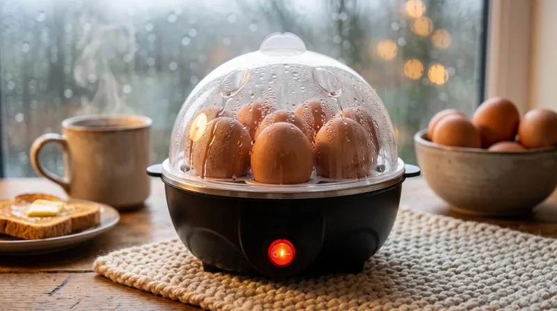 Joyhnny Egg Cooker on a breakfast table