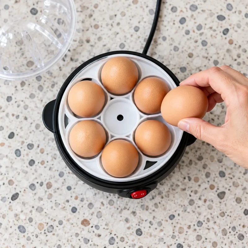 Placing eggs on the steaming rack