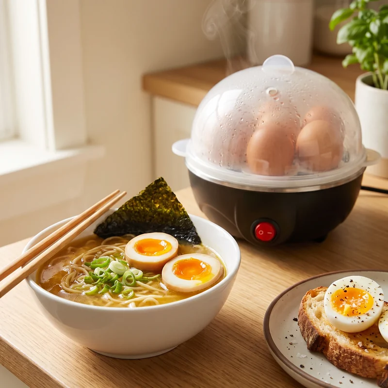 Soft-boiled eggs in ramen and on toast