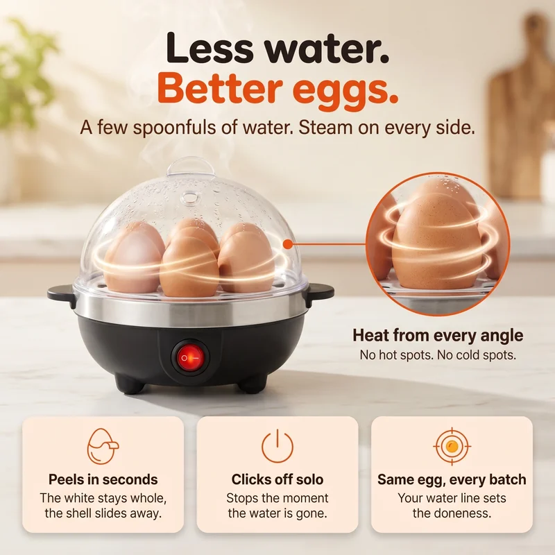 Joyhnny circulating steam around eggs