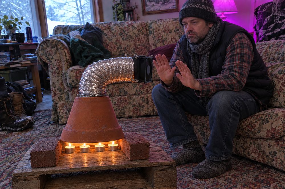 The viral flowerpot candle heater hack.